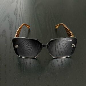 Fendi FF Logo Black and Brown OverSized Sunglasses